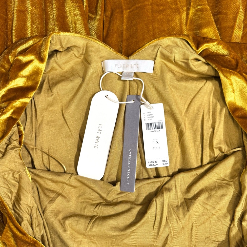 Anthropologie Stunning Gold Velvet Cowl Ruched Maxi Party Dress NWT 1X Formal 🔥 - Picture 11 of 12